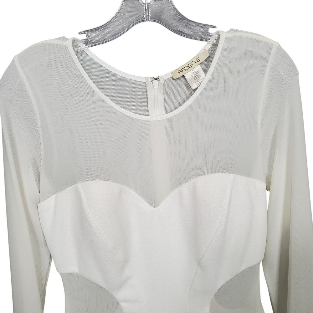 Vintage Arden B L Dress BodyCon Sheer Cut Out Long Sleeve Winter White Trendy - Picture 7 of 14